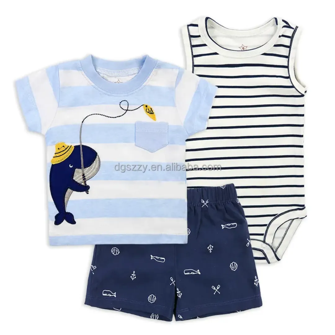 Lot de 3 Pièces Été pour Bébé Fille – Robe Fleurie, Body et Short – Coton Doux – Style Princesse