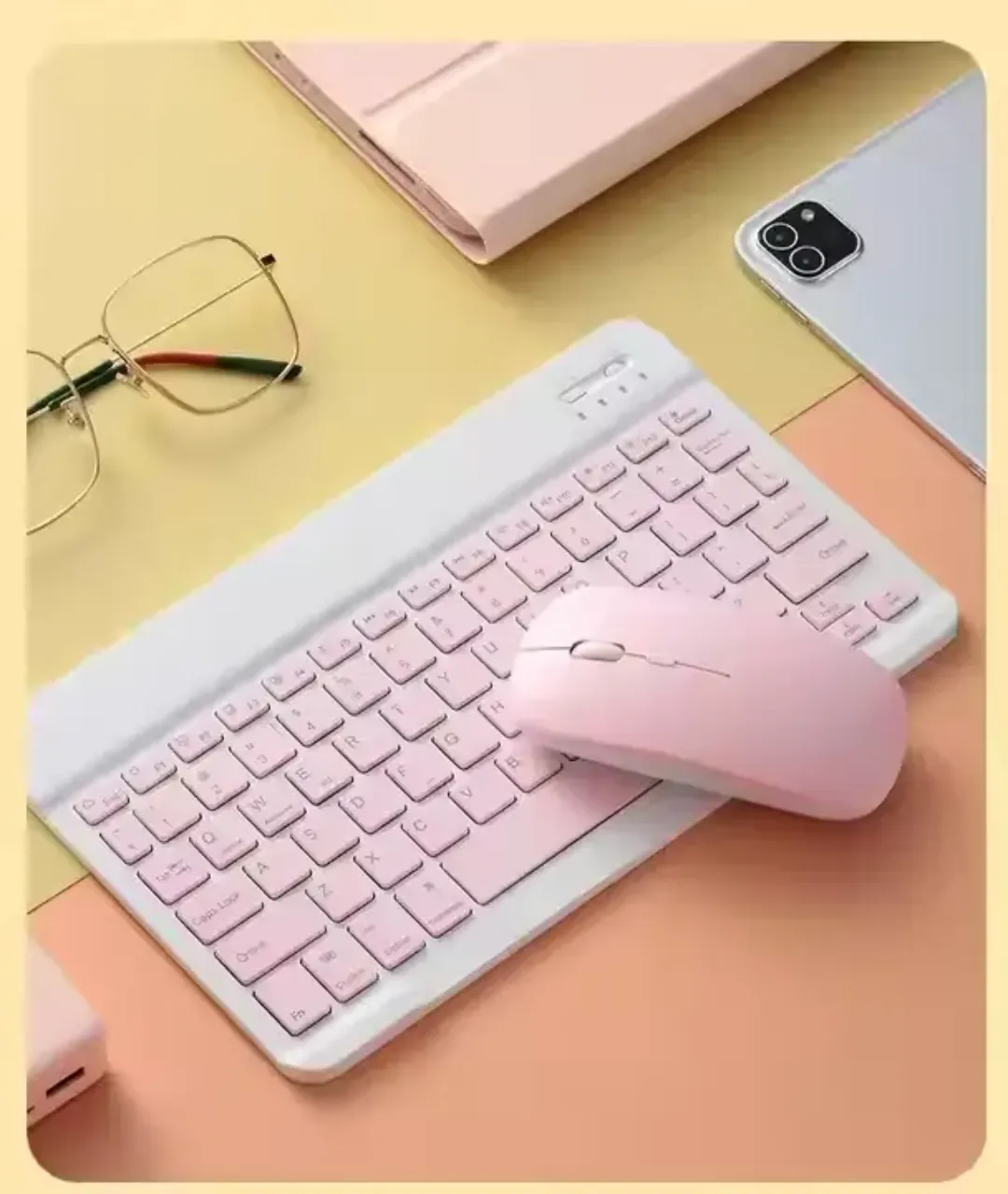 Clavier et Souris Sans Fil Rechargeables - Ultra Mince, Silencieux, Design Compact 78 Touches - Connexion RF - Idéal pour Bureau et Home Office