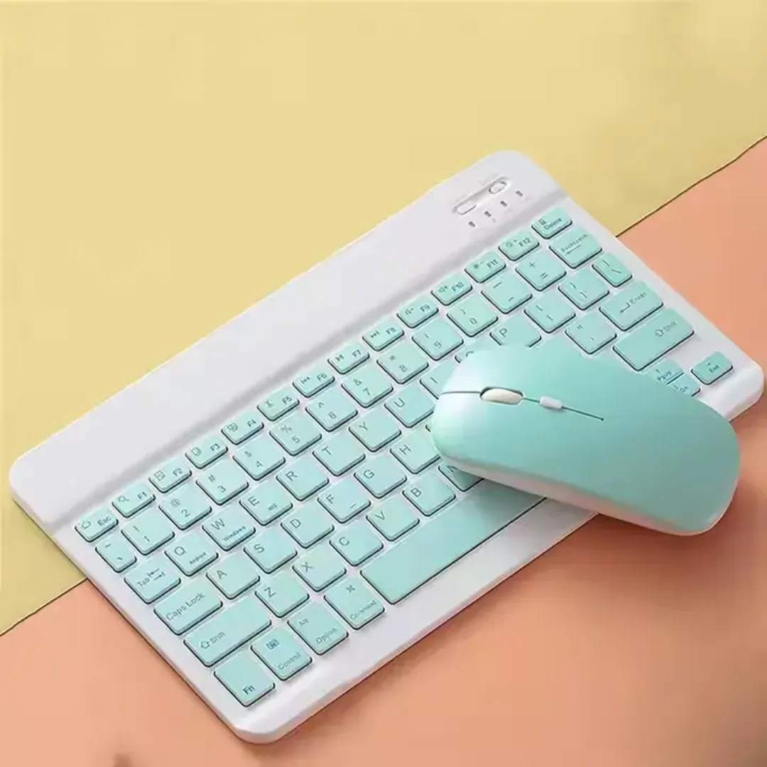 Clavier et Souris Sans Fil Rechargeables - Ultra Mince, Silencieux, Design Compact 78 Touches - Connexion RF - Idéal pour Bureau et Home Office