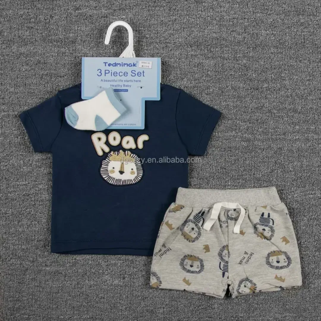 Ensemble 3 Pièces Été Bébé Fille – T-shirt Volanté, Short Imprimé et Bandeau – 0 à 18 Mois