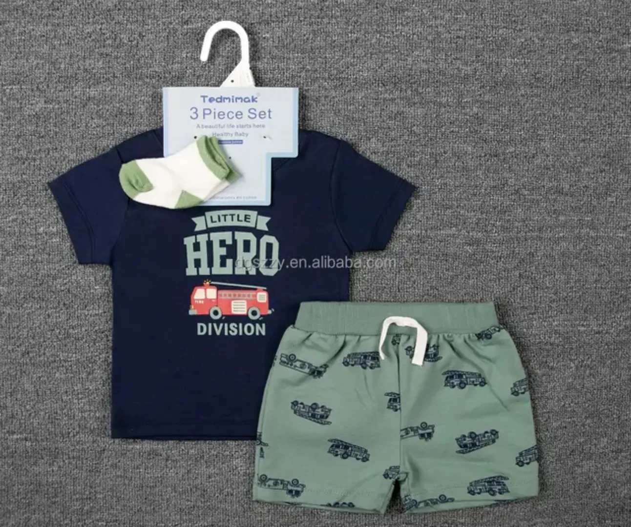 Ensemble 3 Pièces Été Bébé Fille – T-shirt Volanté, Short Imprimé et Bandeau – 0 à 18 Mois