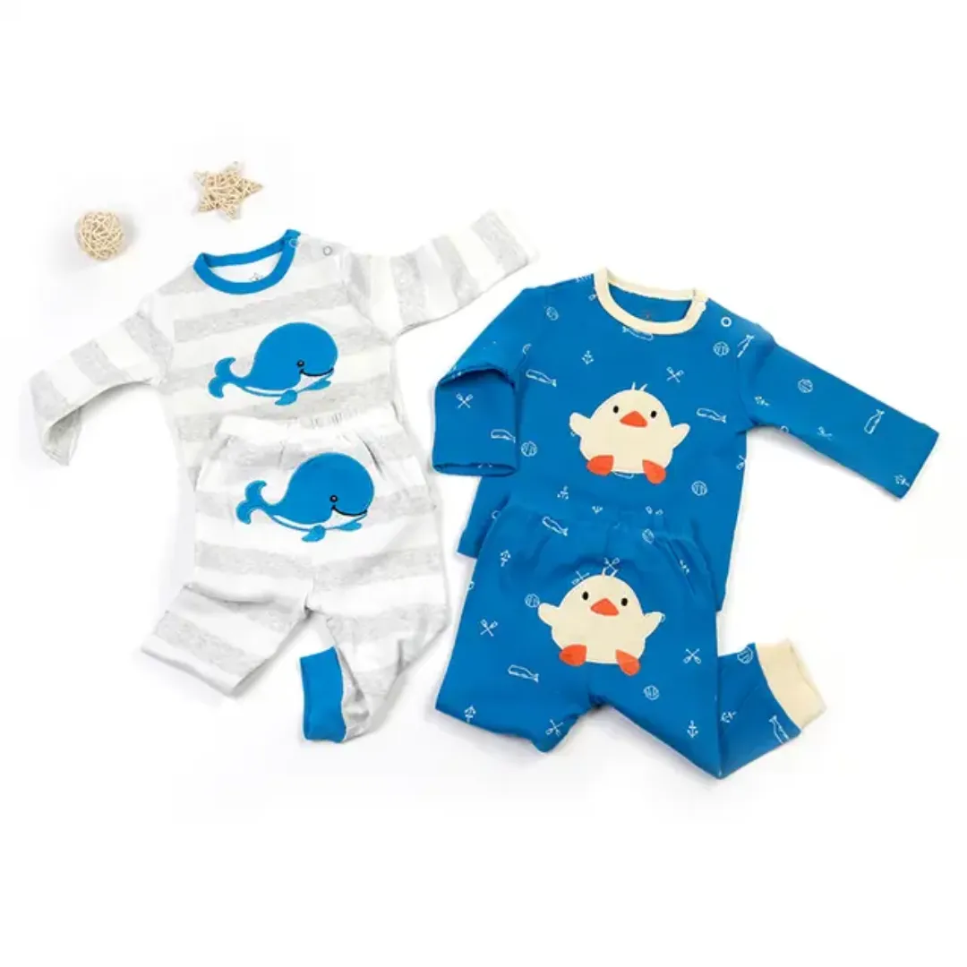 Ensemble Bébé Garçon 2 Pièces – Haut et Pantalon Long en Coton – Motifs Voiture et Panda – 0 à 24 Mois