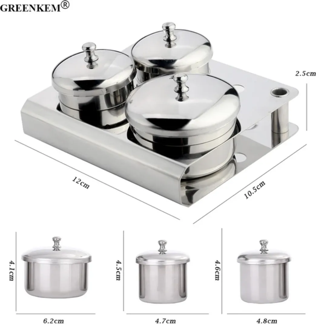 Ensemble de Coupelles Métal Inox 3 Pièces - Pour Liquide, Poudre et Nail Art