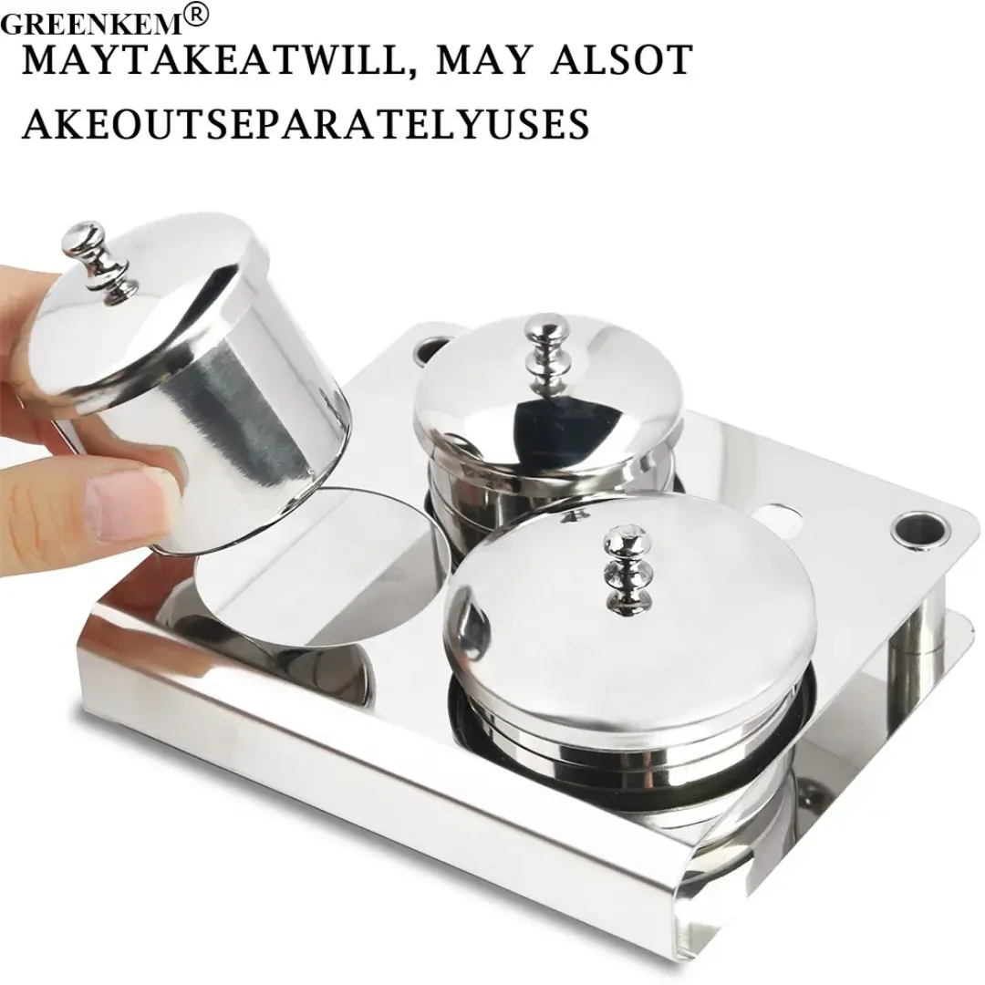 Ensemble de Coupelles Métal Inox 3 Pièces - Pour Liquide, Poudre et Nail Art