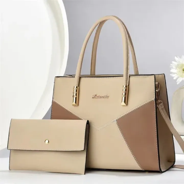 Pack 2 en 1 : Sac à Main Géométrique + Pochette Assortie - Élégance et Polyvalence