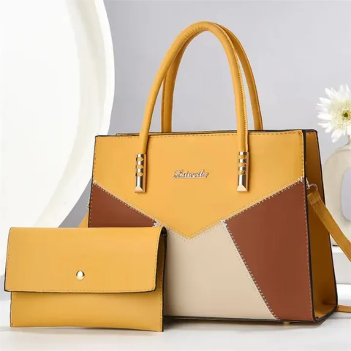 Pack 2 en 1 : Sac à Main Géométrique + Pochette Assortie - Élégance et Polyvalence