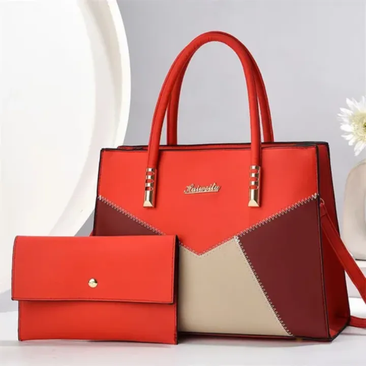 Pack 2 en 1 : Sac à Main Géométrique + Pochette Assortie - Élégance et Polyvalence