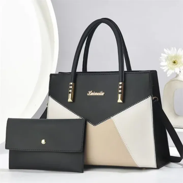 Pack 2 en 1 : Sac à Main Géométrique + Pochette Assortie - Élégance et Polyvalence
