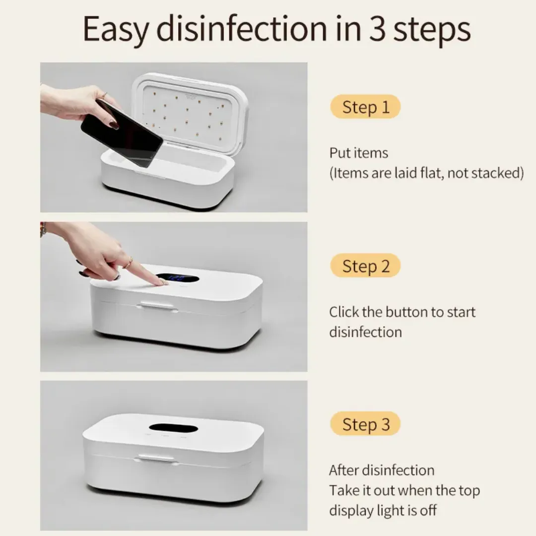 Boîte de Désinfection UV 15W - Pour Outils de Beauté, Téléphones et Masques