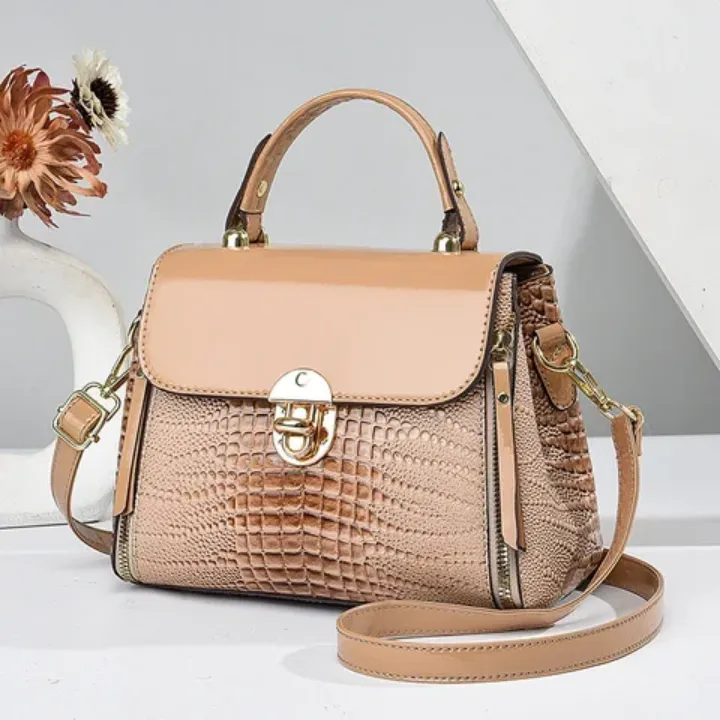 Sac à Main Effet Croco Verni - Chic et Intemporel