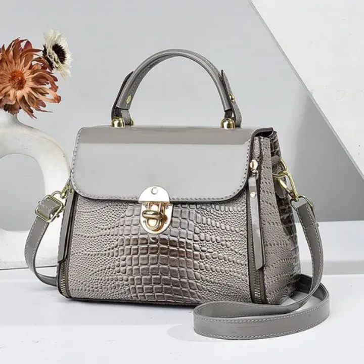 Sac à Main Effet Croco Verni - Chic et Intemporel
