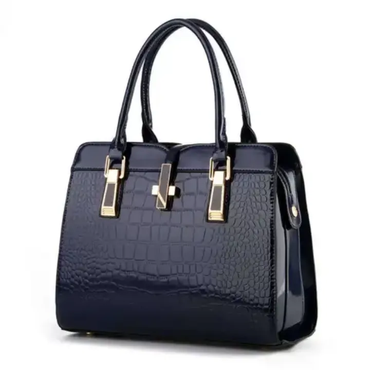 Sac à Main Effet Croco Verni - Élégance et Simplicité