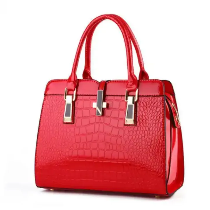 Sac à Main Effet Croco Verni - Élégance et Simplicité