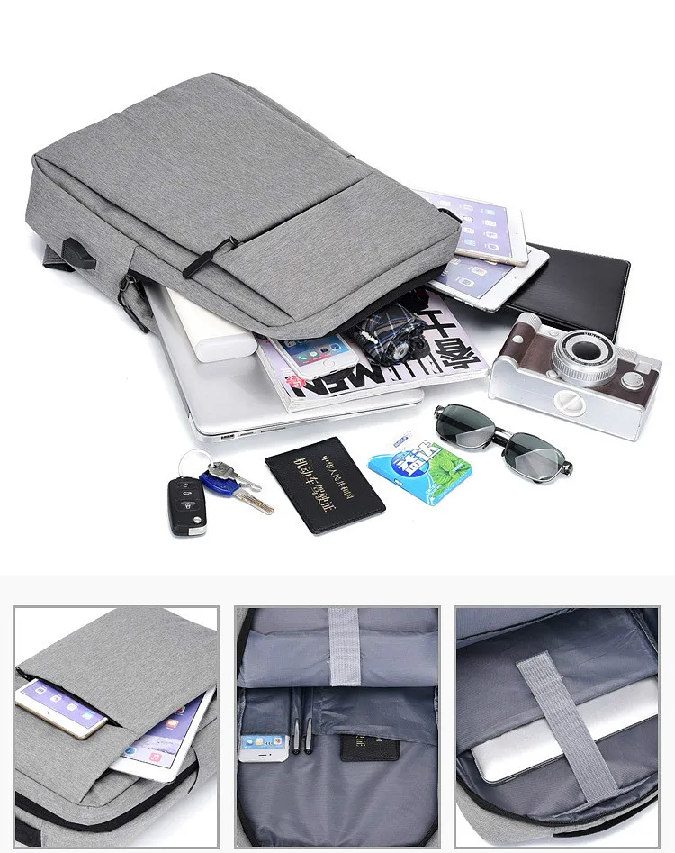  pouces avec sac à dos pour ordinateur portable USB sac d'affaires bon marché de haute qualité