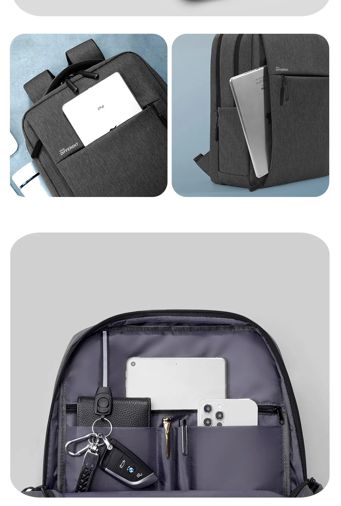  pouces avec sac à dos pour ordinateur portable USB sac d'affaires bon marché de haute qualité