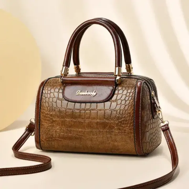 Sac Tendance 2024 - Style Bowling Effet Croco Vintage