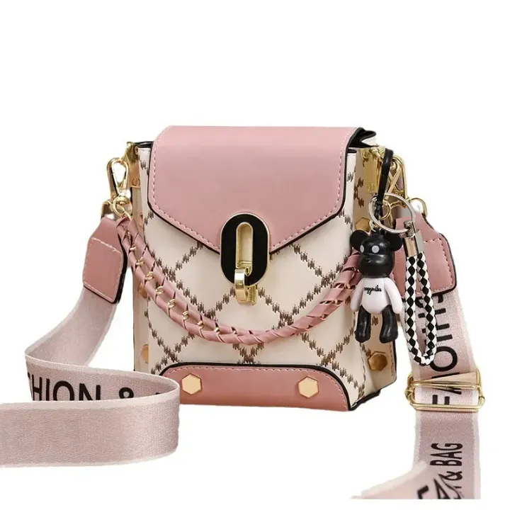 Sac Bandoulière Féminin - Style Jeune et Décontracté avec Porte-Clé Ours