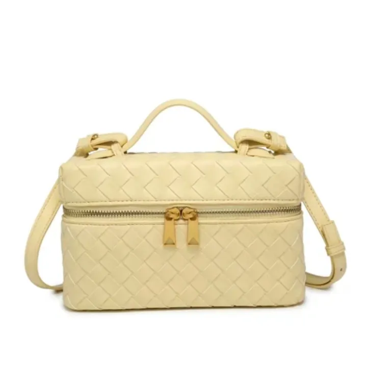 Sac à Main Femme - Modèle Tressé Élégant avec Double Zip Doré