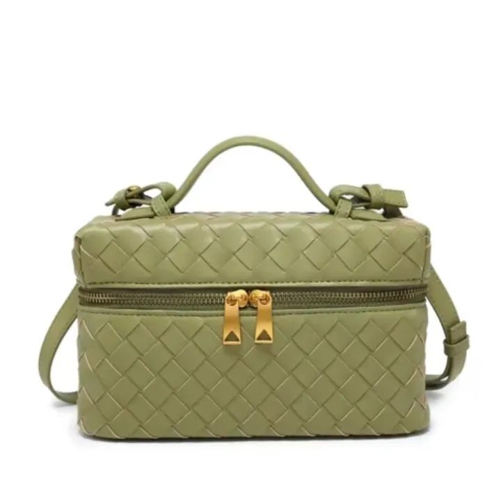 Sac à Main Femme - Modèle Tressé Élégant avec Double Zip Doré