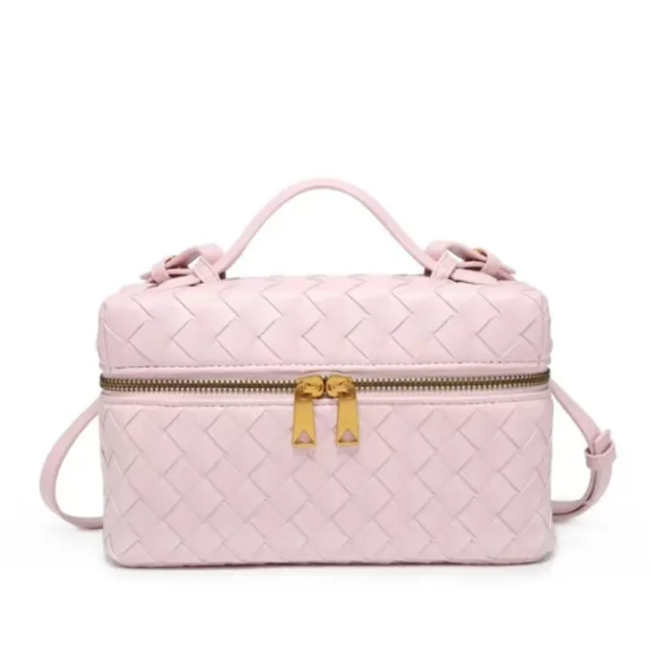 Sac à Main Femme - Modèle Tressé Élégant avec Double Zip Doré