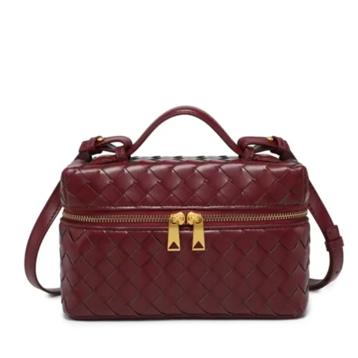 Sac à Main Femme - Modèle Tressé Élégant avec Double Zip Doré