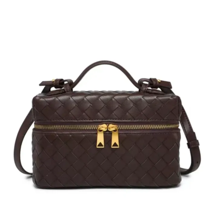 Sac à Main Femme - Modèle Tressé Élégant avec Double Zip Doré
