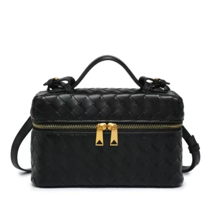 Sac à Main Femme - Modèle Tressé Élégant avec Double Zip Doré