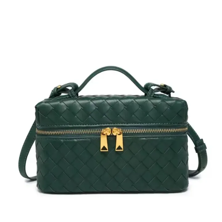 Sac à Main Femme - Modèle Tressé Élégant avec Double Zip Doré