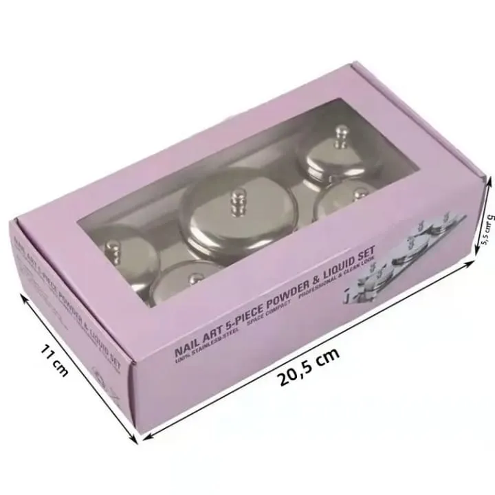 Set de Coupelles Inox Nail Art avec Plateau