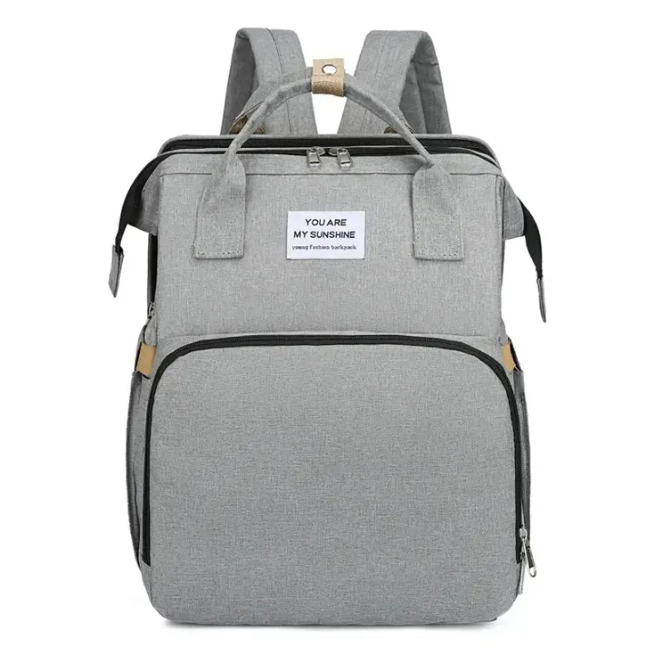 Sac à Langer Multifonction 3-en-1 pour Bébé – Sac à Dos Étanche avec Lit Pliable, Port USB & Rangement Thermique