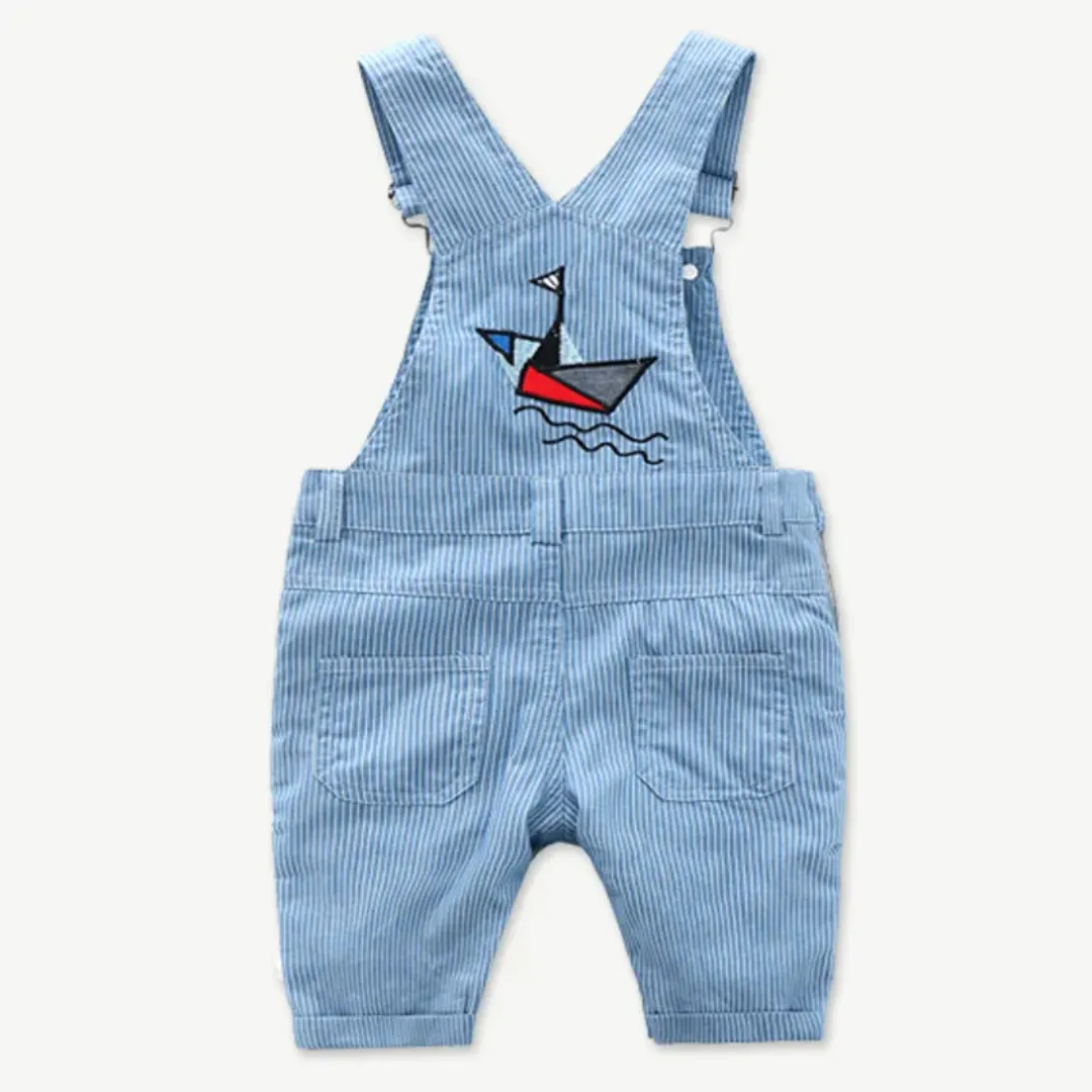 Ensemble Salopette Bébé Garçon – 3 Pièces (Salopette + Body + Casquette) – 0 à 24 Mois – Nouvelle Collection 2024