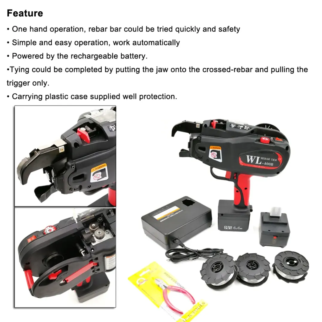 Machine Automatique à Attacher les Barres d’Armature – Modèle WL-400B – Batterie Li-ion 14.4V – Haute Vitesse