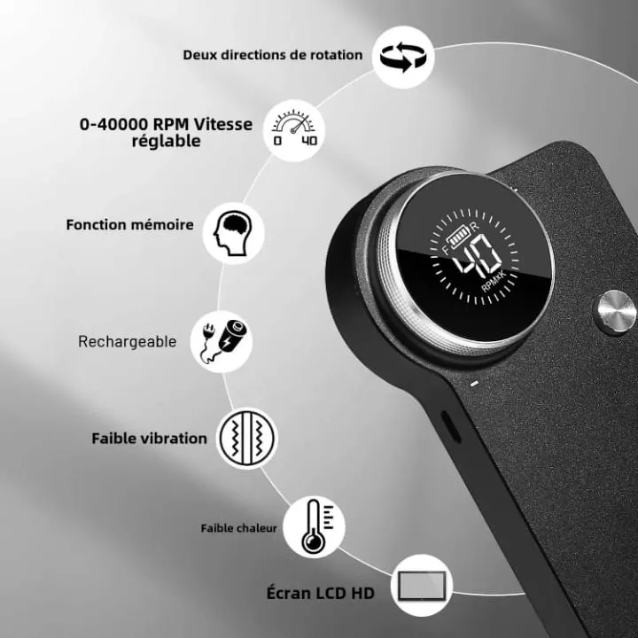 Ponceuse à Ongles Portable 35 000 RPM – Design Luxe & Écran LCD
