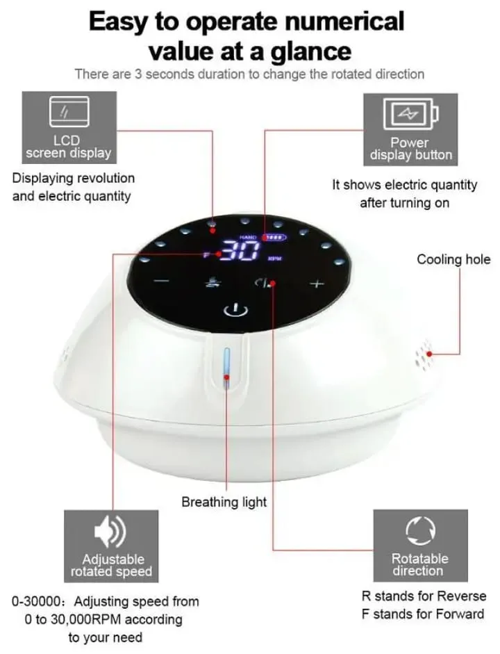 Ponceuse Rechargeable Sans Fil 35W – Design Rond & Moderne