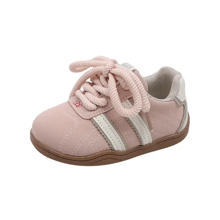 Chaussures de Sport Bébé Rétro avec Lacets - Blanc Cassé et Rose