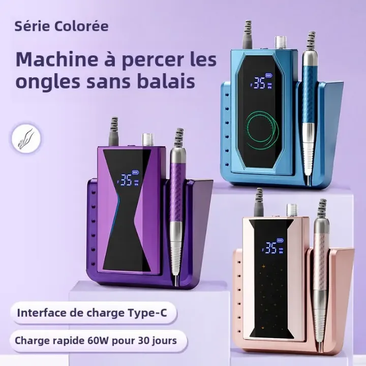 Ponceuse Ongles Brushless Pro – 85W, Batterie 6000 mAh, 40 000 RPM*