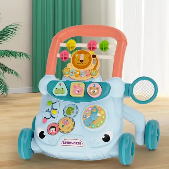 Marcheur Bébé Éducatif 3-en-1 – Chariot Antichute avec Jeux d’Éveil Intégrés