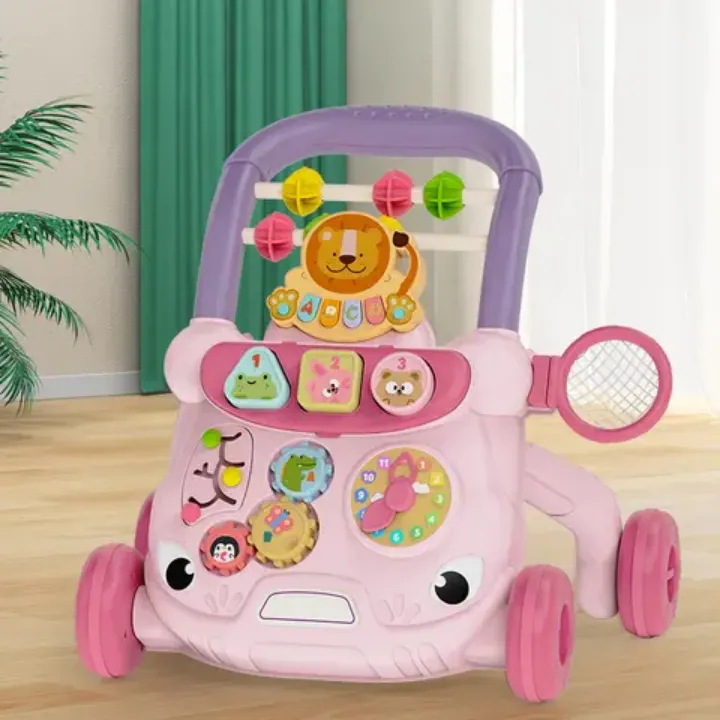 Marcheur Bébé Éducatif 3-en-1 – Chariot Antichute avec Jeux d’Éveil Intégrés