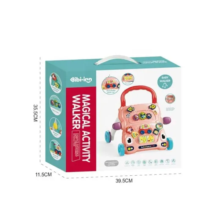 Marcheur Bébé Éducatif 3-en-1 – Chariot Antichute avec Jeux d’Éveil Intégrés