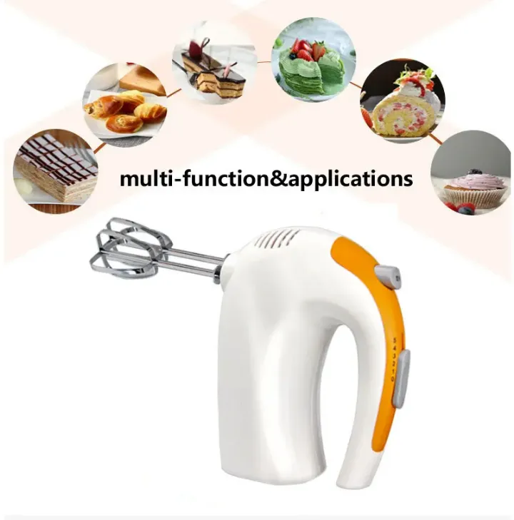 Mixeur Électrique Manuel 5 Vitesses – 125W avec Accessoires Multifonctions pour Gâteaux, Crèmes, Pâtes et Œufs