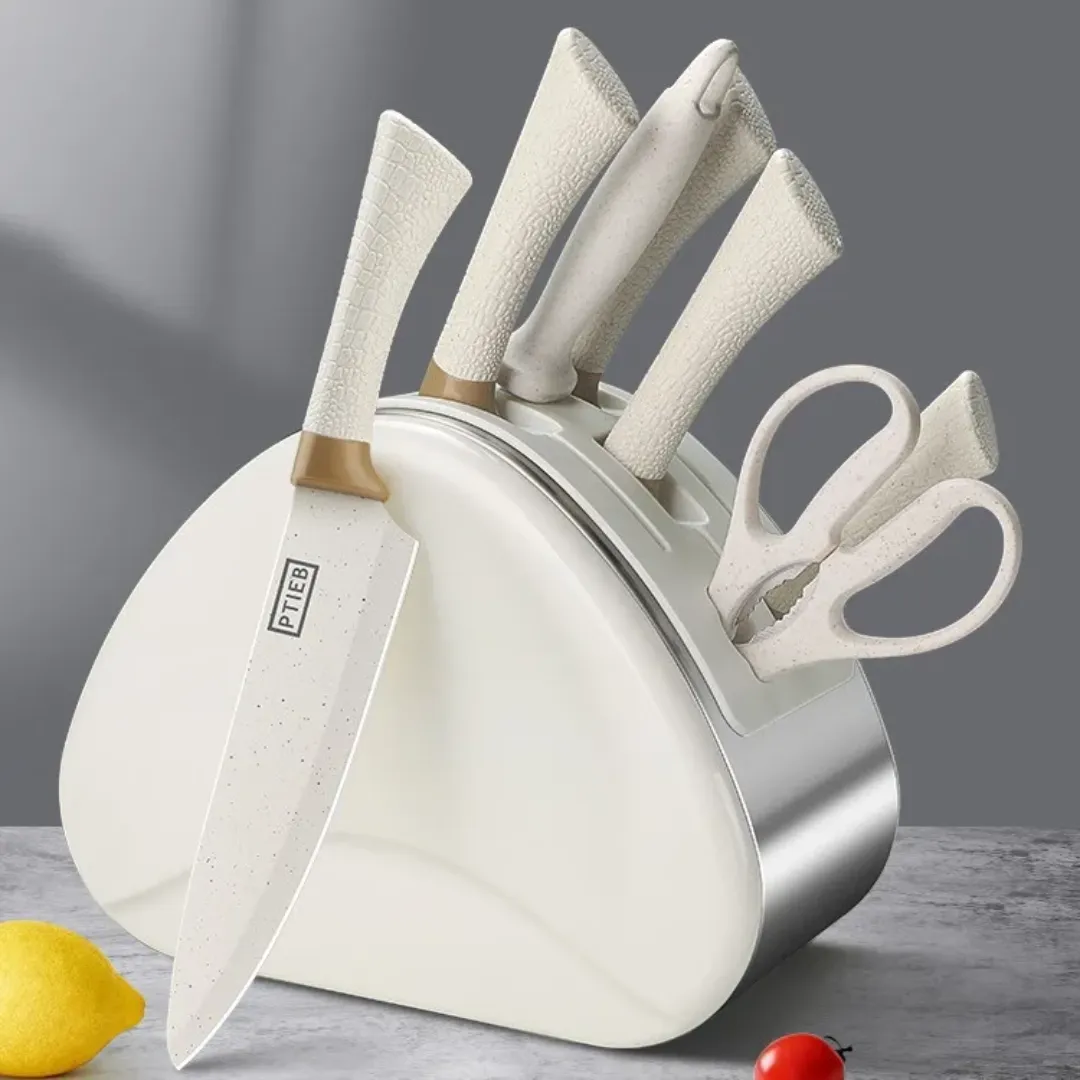 Ensemble de Couteaux de Cuisine avec Support Élégant – Multifonction et Portable