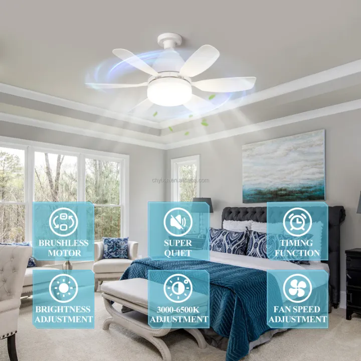 Ventilateur de Plafond LED avec Télécommande et Pales Multicolores – Lumière et Ventilation Intelligente E27