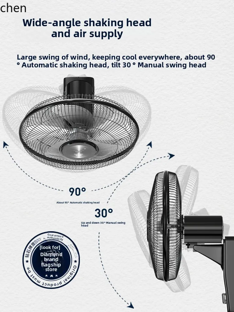 Ventilateur Mural Oscillant 5 Pales – Silencieux et Puissant, Fixation Murale ou Plafond, Usage Domestique