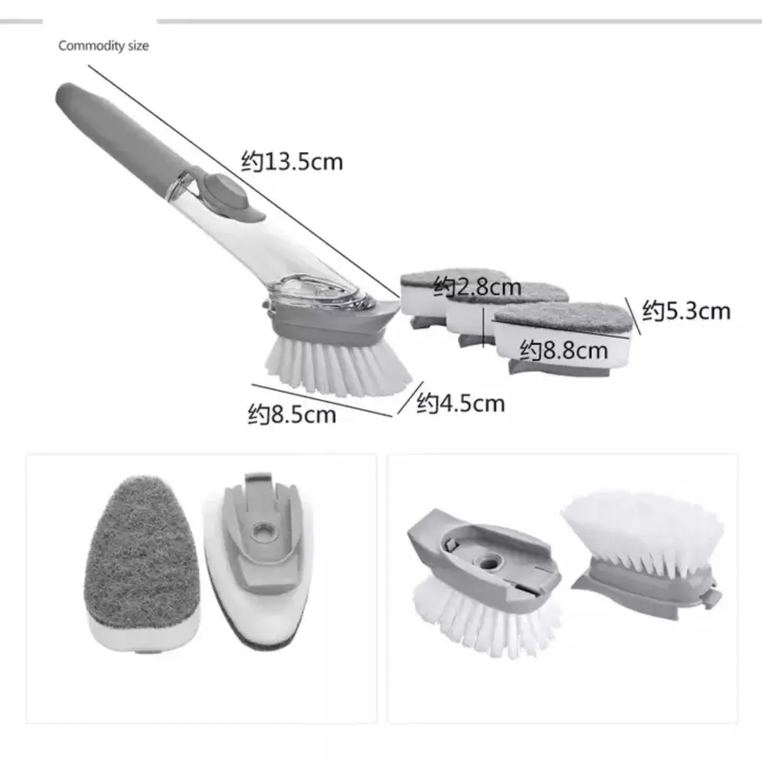 Brosse de Vaisselle avec Réservoir à Savon – Brosse de Nettoyage Multifonction pour Cuisine et Plats