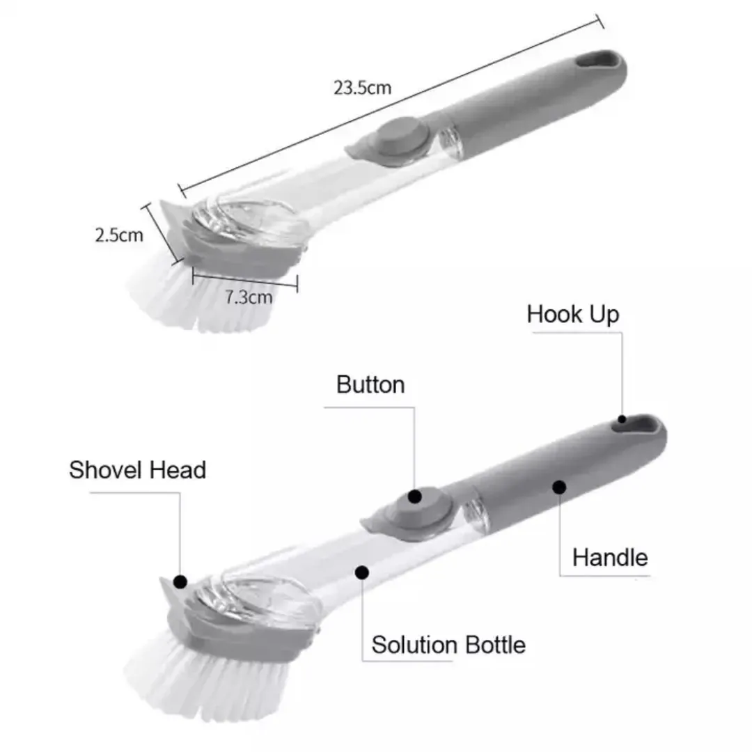 Brosse de Vaisselle avec Réservoir à Savon – Brosse de Nettoyage Multifonction pour Cuisine et Plats