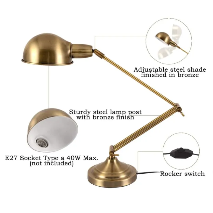 Lampe de Bureau Chrome Articulée Compacte – TQ22015