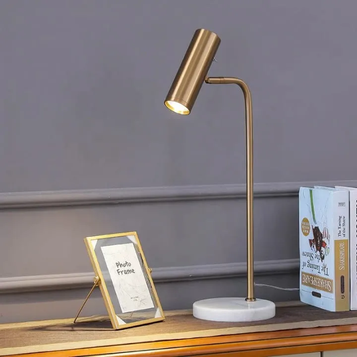 Lampe Dorée avec Base en Marbre Blanc – TQ22029B