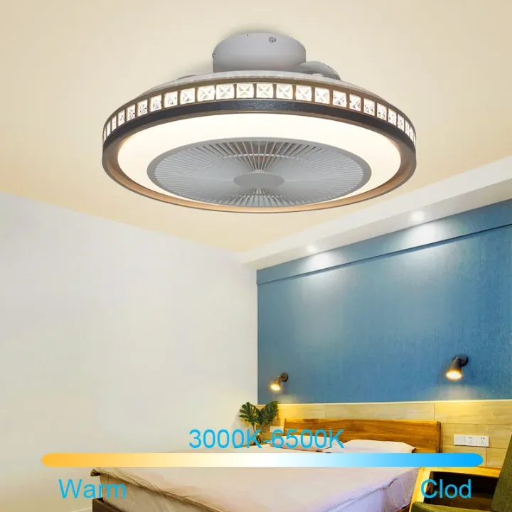 Ventilateur de Plafond LED Intelligent avec Haut-Parleur Bluetooth et Lumière RVB – Contrôle Vocal & Application Mobile