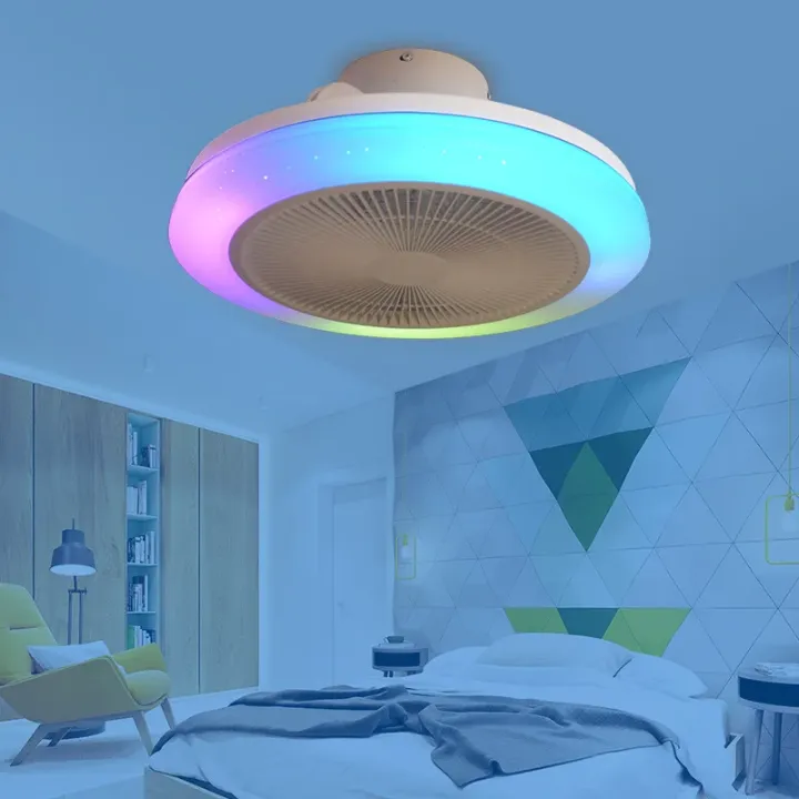 Ventilateur de Plafond LED Intelligent avec Haut-Parleur Bluetooth et Lumière RVB – Contrôle Vocal & Application Mobile