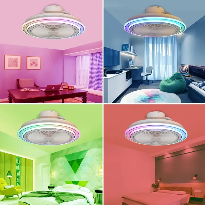 Ventilateur de Plafond LED Intelligent avec Haut-Parleur Bluetooth et Lumière RVB – Contrôle Vocal & Application Mobile